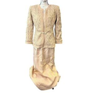 Karen Lawrence by Matthew Jacket Dress Combo Size 8 Metallic Gold Vintage MOTHER